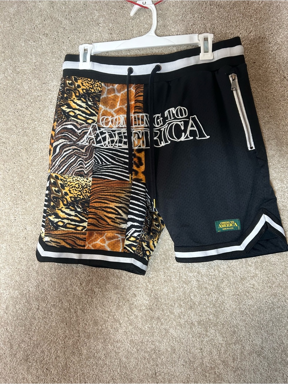 Coming to America Shoe Palace Shorts Men L Black Elastic Drawstring Mesh Lined
